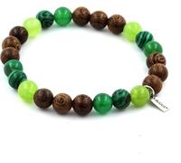 Perles de bracelet péridot + malachite + agate verte + bois 8 mm