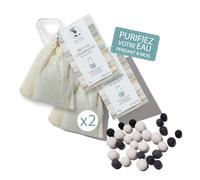 Perles de céramiques eau x2 - eau du robinet trio de 2X20g - Filtre minéralise hydrate dynamise - Efficace 8 mois, naturel réutilisable - Billes en argile pour carafe, bouteille Goût, chlore, calcaire