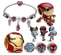 Perles de charme de super-héros Marvel Avengers, casque Spider-Man Iron Man, bracelet original, accessoires de bijoux DIY, cadeaux pour femmes PAC567