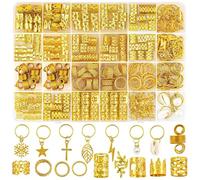 Perles de cheveux dorées avec perles pour cheveux, bobines lâches, accessoires pour cheveux pour Halloween, tresse pince à cheveux, anneaux tressés