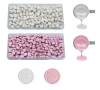 Perles de cire, ANBOSE 200 PCS blanc nacré et 200 PCS rose nacré perles de cire pour sceller à la cire, perles de scellage pour la fabrication d'invitations de fête