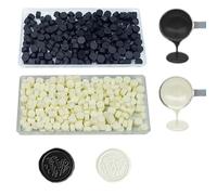 Perles de cire, ANBOSE 200 PCS noir et 200 PCS blanc fluorescent perles de cire pour sceller à la cire, perles de scellage pour la fabrication d'invitations de fête