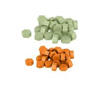 Perles de cire hexagonales - Vert clair + Orange -