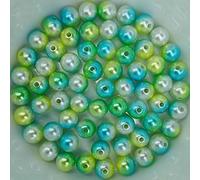 Perles de cire multicolores scintillantes env. 100 pièces, 8mm, blanc, vert