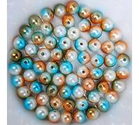 Perles de cire multicolores scintillantes env. 100 pièces, 8mm, bleu, orange, blanc