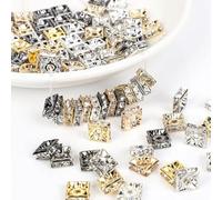 Perles de couleur mélangées Perles carrées en cristal avec strass Perles entretoises en vrac pour la fabrication de bijoux Accessoires de collier à faire soi-même 50pcs-Carré-Couleur mixte, 6mm