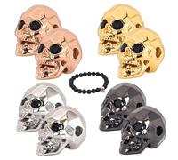 Perles de crâne de 8 pcs, charme crâne punk antique avec grand espaceur en métal perles squelettes en vrac pour le collier bracelet bijoux préparant des bracelets