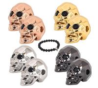 Perles de crâne de 8 pcs, charme crâne punk antique avec grand trou métal à trous perles squelettes en vrac pour conclusions bijoux