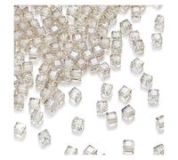Perles de cristal carrées à facettes en verre, cubes d'espacement libres for la fabrication de bijoux(Silver Champagne,6mm)