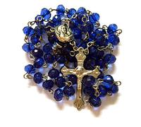 Perles de cristal de verre Chapelet avec Sainte Terre Mary de Jérusalem Argent Crucifix, gris