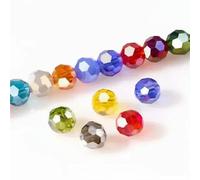 Perles de cristal rondes à facettes en verre coloré de 3, 4, 6 et 8 mm, perles d'espacement en vrac pour la création de bijoux, la broderie, les bracelets et les colliers (DIY) - Z144AB - 8 mm - 65