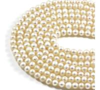 Perles de culture d'eau douce naturelles rondes de 8 à 9 mm - Fil de 36,8 cm - Pour la fabrication de bijoux, colliers de guérison, bracelets et designs faits à la main - Blanc AqBeadsUk
