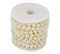 Perles de Fil de Perle, Rouleau de 10 M 8 Mm de Meulage de Perles de Fil de Perle Guirlande de Guirlande de Perles de Rose pour Bricolage Fleurs Mariage Pièce Maîtresse Fenêtre Décoration(Beige)