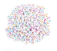 Perles de lettre, 500 pièces 7 couleurs perles de lettre en acrylique A-Z perles d'alphabet rond pour la fabrication de bijoux collier à faire soi-même Bracelet