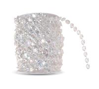 Perles de Lustre en Cristal, Guirlande de Chaîne de Lampe de Perles de Cristal de Verre Clair de 10 mm 30 M, Rouleau de Perles en Acrylique, Chaîne de Perles Décoratives, Accessoires de Festival