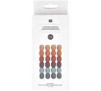 Perles en bois macramé - Couleurs terre - 22 mm - 24 pcs