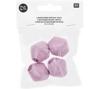 Perles de macramé en bois 30X30mm X4 - Rico Design(...) - Rose (LILAS) Rose (LILAS) G