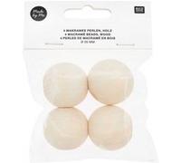 Perles en bois macramé - 35 mm - 4 pcs