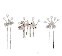 Perles de mariage fleur peigne à cheveux épingles mariée Clips ensemble mignon fourchette chapeaux for femmes bijoux accessoire(J6796G)