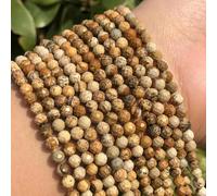 Perles de pierre à facettes petites perles rondes en vrac pour la fabrication de bijoux à bricoler soi-même fournitures de bracelet 15 pouces-jaspe-4mm 91 pièces