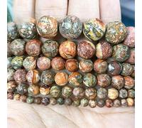 Perles de pierres naturelles (agate, jaspe, œil de tigre, turquoise) rondes pour la création de bracelets et colliers (4/6/8/10/12 mm) - Jaspe léopard (4.0mm) - Environ 92 pièces
