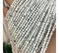 Perles de pierres précieuses à facettes noires et blanches de 2, 3 et 4 mm en vrac, petites graines de cristal de quartz, perles d'espacement pour la fabrication de bijoux, n° 8, pierre de lune, 4 m
