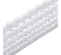 Perles de porcelaine blanche naturelle de 8mm pierre précieuse ronde en vrac Pierre énergie Pouvoir de guérison pour bijoux de bricolage 1 brin 15"