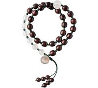 Perles de prière, Collier de Perles, Perles de prière, Agate de Bois de Rose Indienne Naturelle avec Pendentif, Bijoux en Perles bouddhistes tibétaines (Couleur : Bois)