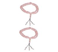 Perles de Prière Musulmanes 99 Perles Séparateurs Mihrab Compte Conception Exquise Perles de Prière Tasbih pour Sac à Main 2 Pièces (Rose)