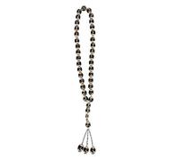 Perles de prière musulmanes, résine unisexe tibétain mala collier bouddhiste chapelet culte fournitures accessoire dorure islamique ecriture critures rondes rediing mots religieux suspendus décor noir