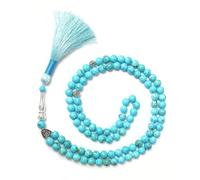 Perles de prière pour la méditation, cristaux de guérison de 6 mm, 99 perles naturelles, Tasbih spirituel et pleine conscience (bleu turquoise)