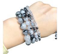 Perles De Quartz Rutilé Noir 6/8/10mm 60/45/35pcs | Perles rondes noires naturelles pour bracelets, colliers et fabrication de bijoux.(45pcs of 8mm)