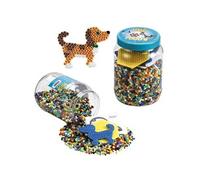 HAMA - Pot de 7000 perles à repasser taille MIDI avec 2 plaques (Hexagonale et Chien) - Loisirs créatifs - Mixte
