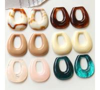 Perles de résine de géométrie en forme de fer à cheval de dessin animé, impression couleur, bricolage, bijoux, boucle d'oreille, accessoire de pendentif de vêtement, vente en gros, 50 pièces par lot 3