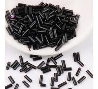 Perles de riz perlées cousues à la main, accessoires de bracelet faits à la main, tube H, tube rempli d'argent, 2x2 mm, 2x4 mm, 2x6 mm-noir17-2x2 mm 1400 pièces