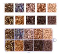 Perles de Rocaille en Verre, Kits de Bracelets en Perles Mélange 10 Couleurs Kit Perle Taille Fournitures Fabrication Bijoux pour Colliers Bracelets Boucles d'Oreilles (Couleur Mixte 1)