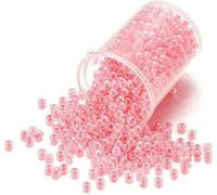 Perles de rocaille en verre petites perles de rocaille 1000/1800 pièces 2mm couleur bonbon perles de rocaille en verre tchèque mignon en vrac petite perle bracelet artisanat-rose-2mm x 1800 pièces