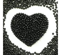 Perles de rocaille noires de 4 mm, environ 1600 pièces/110 g dans un sac, perles en verre 6/0 pour la fabrication de boucles d'oreilles, bijoux de taille, perles de rocaille faites à la main (noir)