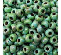 Perles de rocaille rondes en verre Miyuki 6/0 Picasso Seafoam Green Matte 20 grammes Tube d'environ 20 grammes