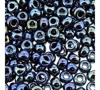 Perles de rocaille rondes Miyuki taille 6/0 20 g Gunmetal Iris