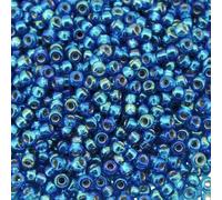 Perles de rocailles rondes japonaises en verre Miyuki Capri Blue AB Silver Lined 110 Tube d'environ 24 grammes et 5 pouces