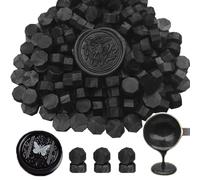 Perles de scellement en cire, ANBOSE 500 pièces perles de cire octogonales pour tampons de scellement en cire, perles de scellement pour la fabrication de scellements en cire (Black)
