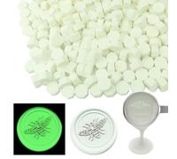 Perles de scellement en cire, Ioggtser 500 PCS Perles de cire à sceller pour tampons de cire, Perles de scellement pour la fabrication de sceaux de cire pour les fêtes (Fluorescent White)