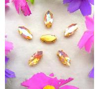 Perles de strass en verre à coudre, couleurs AB, griffes dorées, œil de cheval, navette, marquise (3 x 6 mm, 50 pièces, A13, couleur thé AB)(4x8mm 50pcs A15 Champagne g AB)