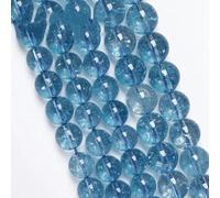 Perles de topaze bleu clair naturel de qualité 5A, perles en cristal craquelé bleu, en vrac pour la fabrication de bijoux, bracelets, colliers pour femmes, 4-12mm-Topaze bleue-8mm 46 à 48 pièces