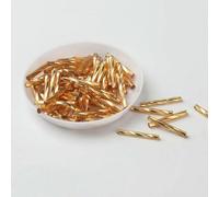 Perles de Tube clairon en verre, entretoise, 10 g/paquet graines clairons torsadées tchèques 25mm for la fabrication bijoux, accessoires couture vêtements for femmes, bricolage(Golden)