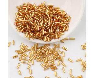Perles de tube clairon en verre, entretoise, 600/900 pièces 2x4.0mm 2x6mm, breloque cylindrique tchèque for bricolage robe cristal, fabrication nouvelle(Golden,2x6mm 600pcs)