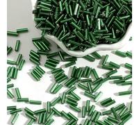 Perles de tube de verre, Entretoise, 100 pcs/Lot 2x7mm graine tchèque longue ronde Silverline clairons en vrac for accessoires vestimentaires(Grün)