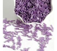 Perles de tube de verre, Entretoise, 100 pcs/Lot 2x7mm graine tchèque longue ronde Silverline clairons en vrac for accessoires vestimentaires(Lavender)