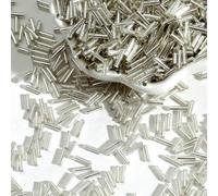 Perles de tube de verre, Entretoise, 100 pcs/Lot 2x7mm graine tchèque longue ronde Silverline clairons en vrac for accessoires vestimentaires(Wit)